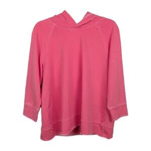XCVI Wearables Coral Pink Shula Hooded Terry Sweatshirt 3/4 Sleeve Women's Small